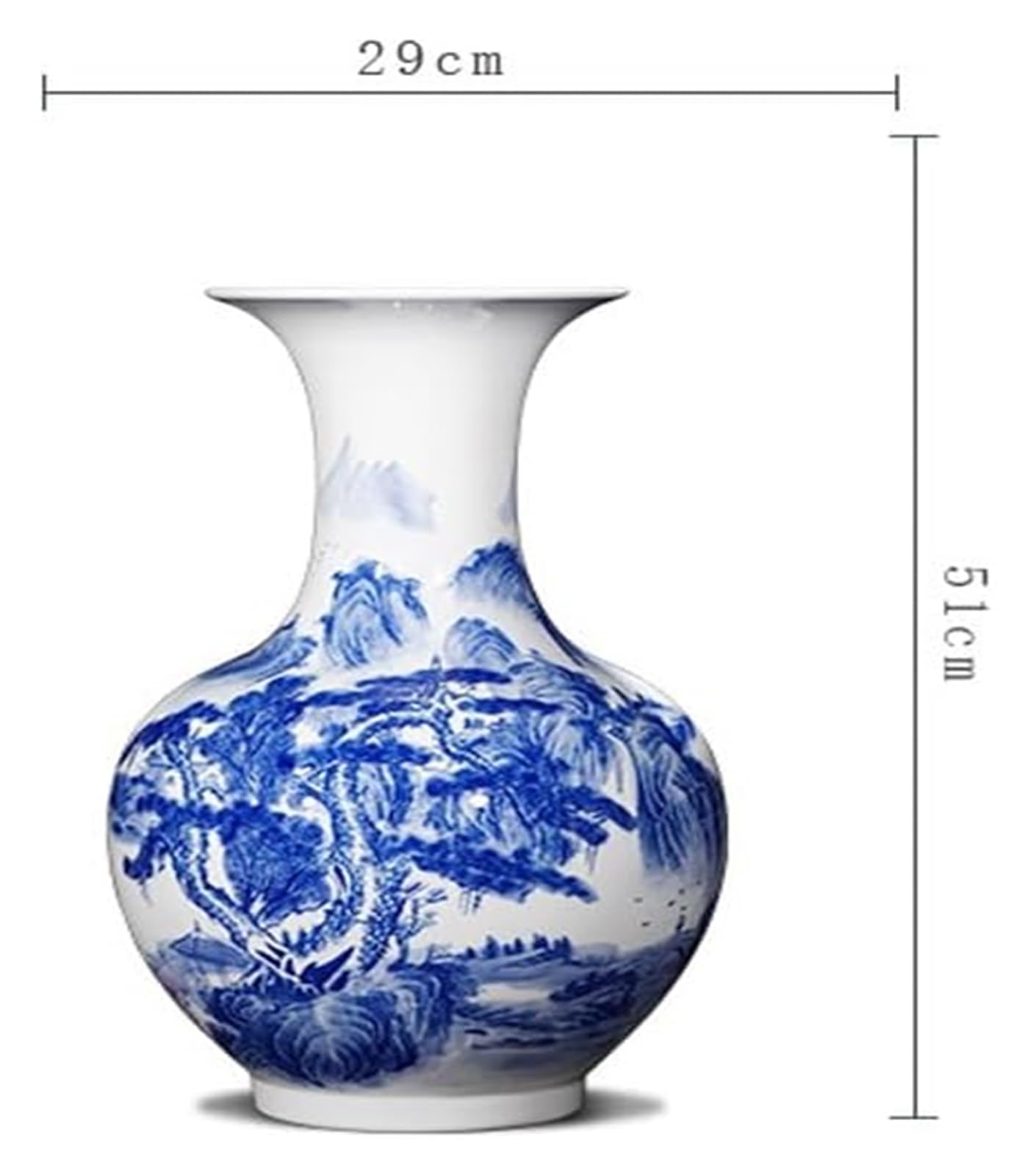青白磁 花瓶 人物と風景の絵柄 Amazon.co.jp: 彫刻の花瓶 花びん 青と白の磁器風景画大床花